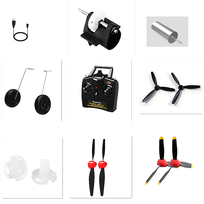 RC Flugzeug Zubehör USB Ladegerät Propeller Fahrwerk Fernbedienung Flugzeug Ersatzteile Passend für P51D BF109 P40 Spitfire F4U