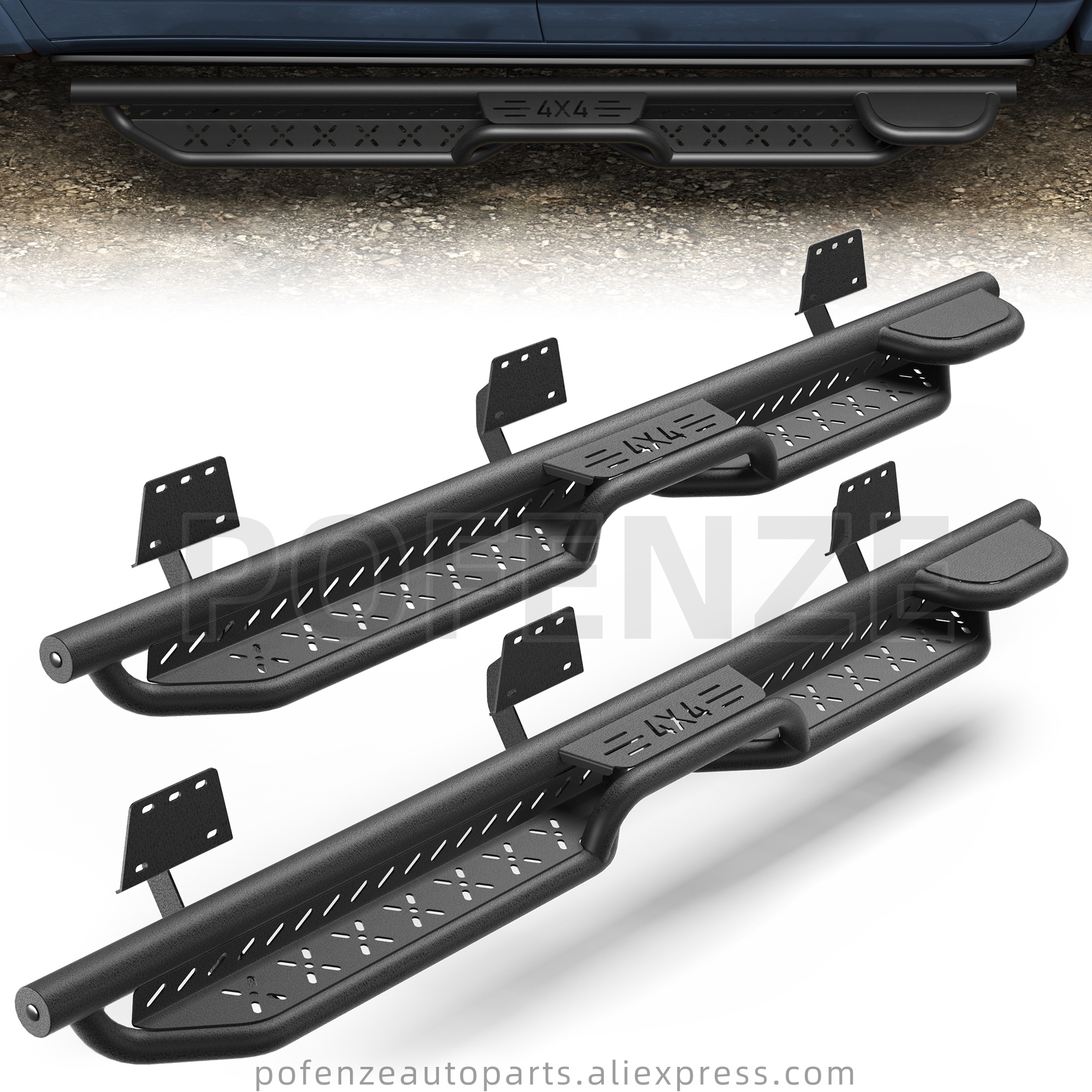 Pasos laterales de estribos, aptos para Dodge Ram 1500 Crew Cab 2019-2025 (sOLO 4 puertas) (No para Classic), escalón lateral de 2 escaleras, piezas de automóvil