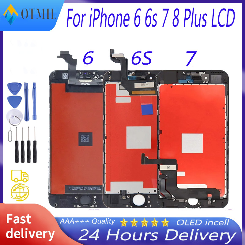 Tela grau aaa +++ para iphone 6 6s 7 8 plus lcd com conjunto digitalizador de tela de toque 3d perfeito para iphone 5 5S display + ferramentas