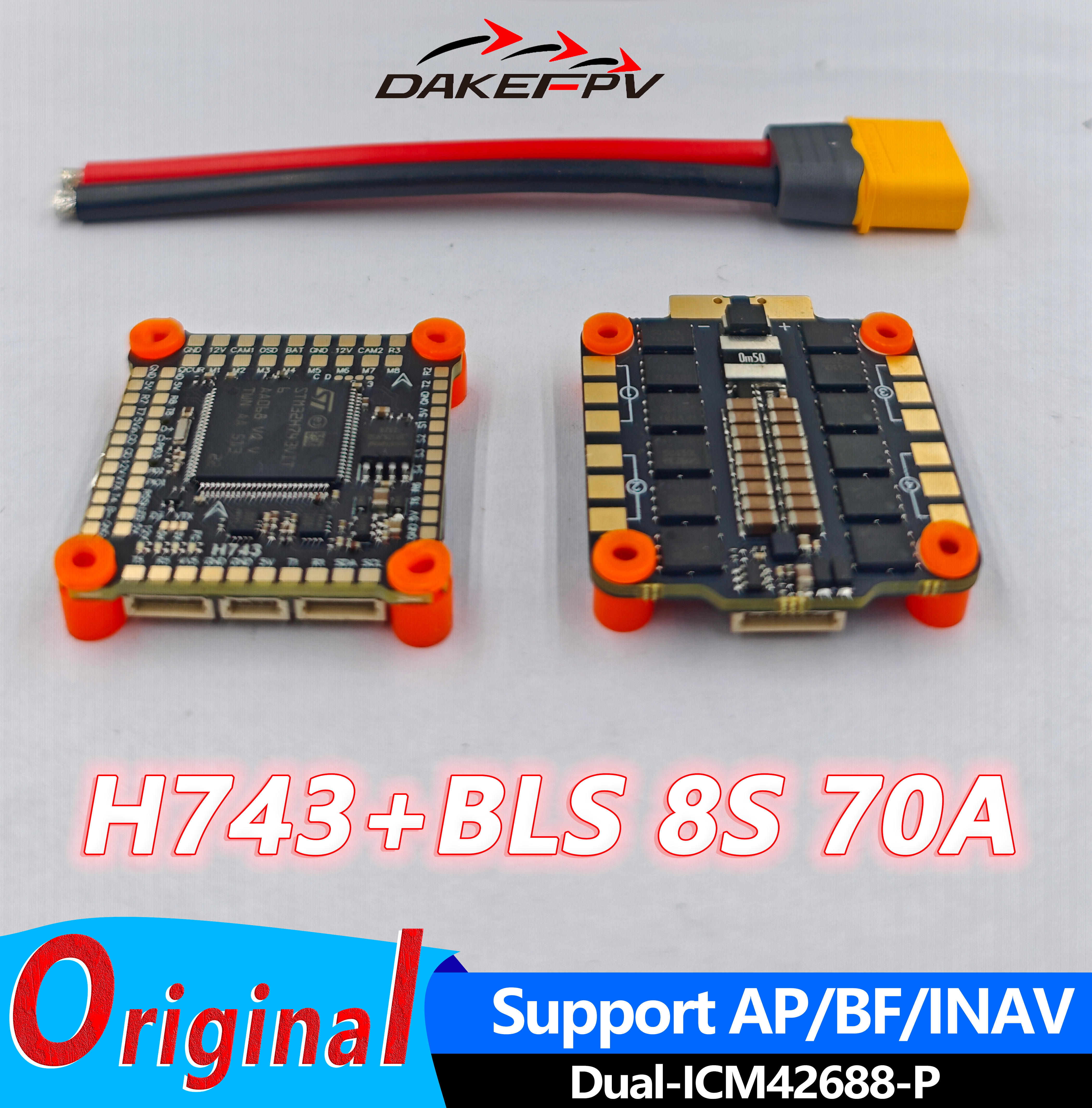 DAKEFPV H743 8S 70A Stack INAV Betaflight Ardupilot BLS ESC H743 FC Controlador de Vuelo FPV Stack para Accesorios y Piezas de Drones RC