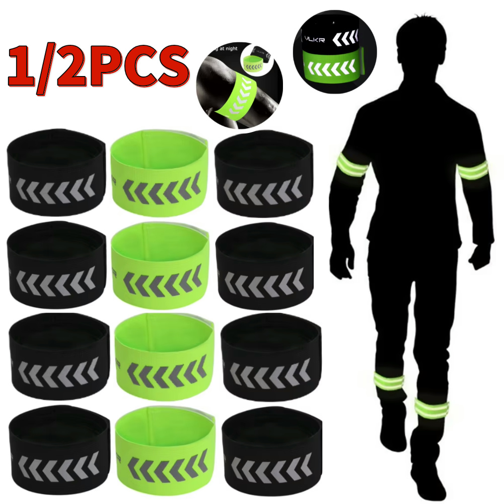 Anillos reflectantes para piernas para ciclismo al aire libre, pulsera duradera para deportes nocturnos, ajustable, alta visibilidad para correr de noche, ciclismo y caminar