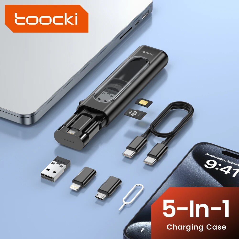 Toocki PD60W USB C から Type C ケーブル iPhone 15 Pro Max 5 in 1 ケーブル充電ケースセット USB アダプタケーブル Samsung S23 Xiaomi 用