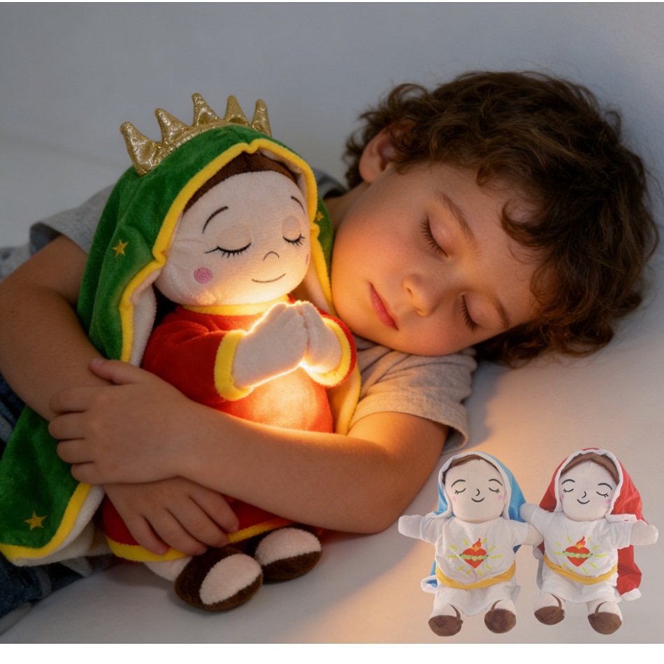 Maria en Jezus Baby Slaapmaatje Geluidswerende Muzikale Pluche Speelgoed met Luchtkussen en Licht Pop Ademende Kawaii Speelgoed Cadeaus