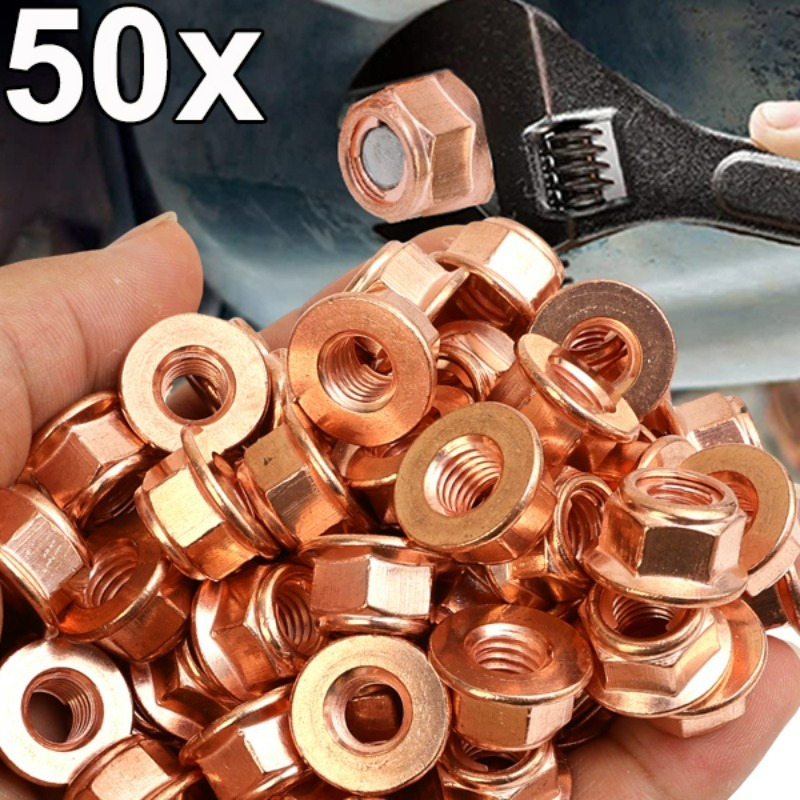 M8 Hexagonal Copper-plated Nuts Car Exhaust Pipe Anti-Loosening Nut Turbo Exhaust Stud Hex for BMW 3 Series E30 Accessories