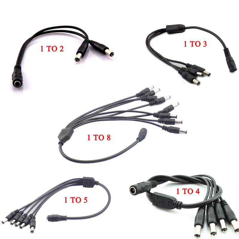 2.1*5.5mm 1 Vrouw naar 2 3 4 5 8 Mannelijke DC Power Splitter Plug Kabel voor CCTV security Camera Accessoires voeding adapter 12 V