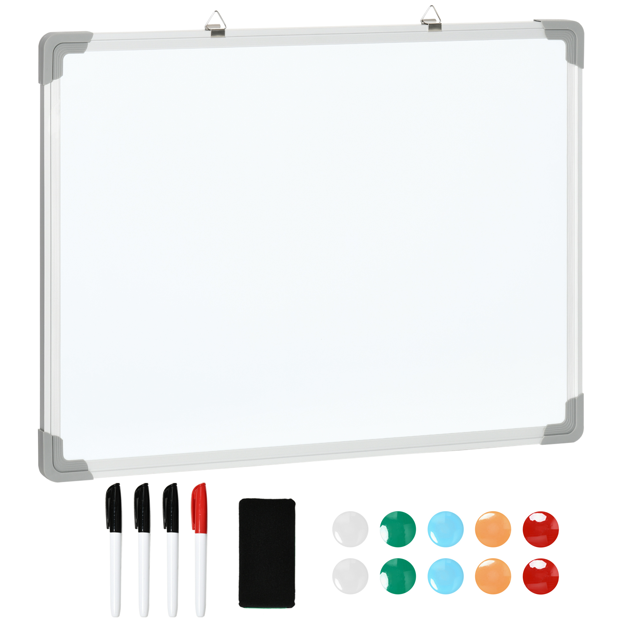 HOMCOM magnetisches Whiteboard mit Rahmen aus Aluminiumlegierung, 60 x 45 cm, trocken abwischbar