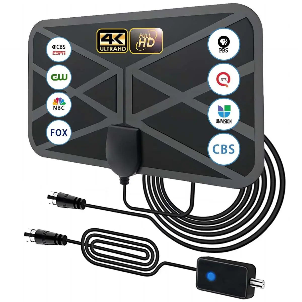 4K-TV-Antenne für den Innenbereich für alle digitalen Fernseher, 30 dB High-Gain-Booster, DVB-T/T2-Kabel-TV-Antenne, 500 Meilen, UHF, VHF, DTV-Antennen