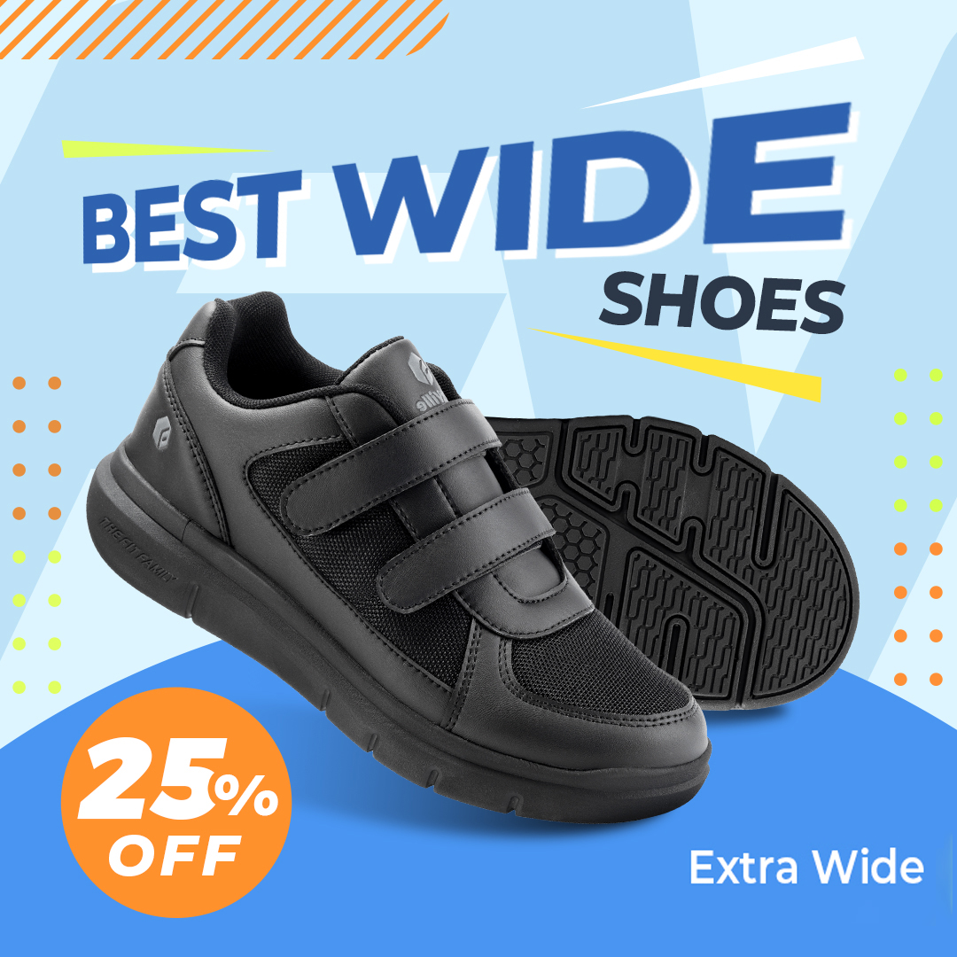 FitVille – chaussures pour diabétiques Extra larges 4E pour hommes, soulage la neuropathie, adaptées à la douleur au pied gonflée avec Support de voûte plantaire