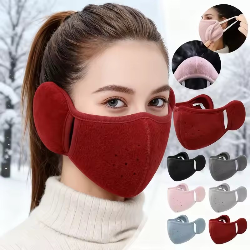 2-in-1-Ohrenschützer für den Winter, dick und warm, für Damen und Herren, Outdoor, Motorrad, Reiten, Pendeln, Schule, warmes Plüschmasken-Zubehör