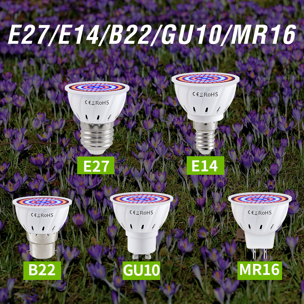 E27 LED plante poussent des lumières GU10 spectre complet intérieur hydroponique graines de fleurs légumes culture lampe E14 MR16 B22 GU5.3 ampoule