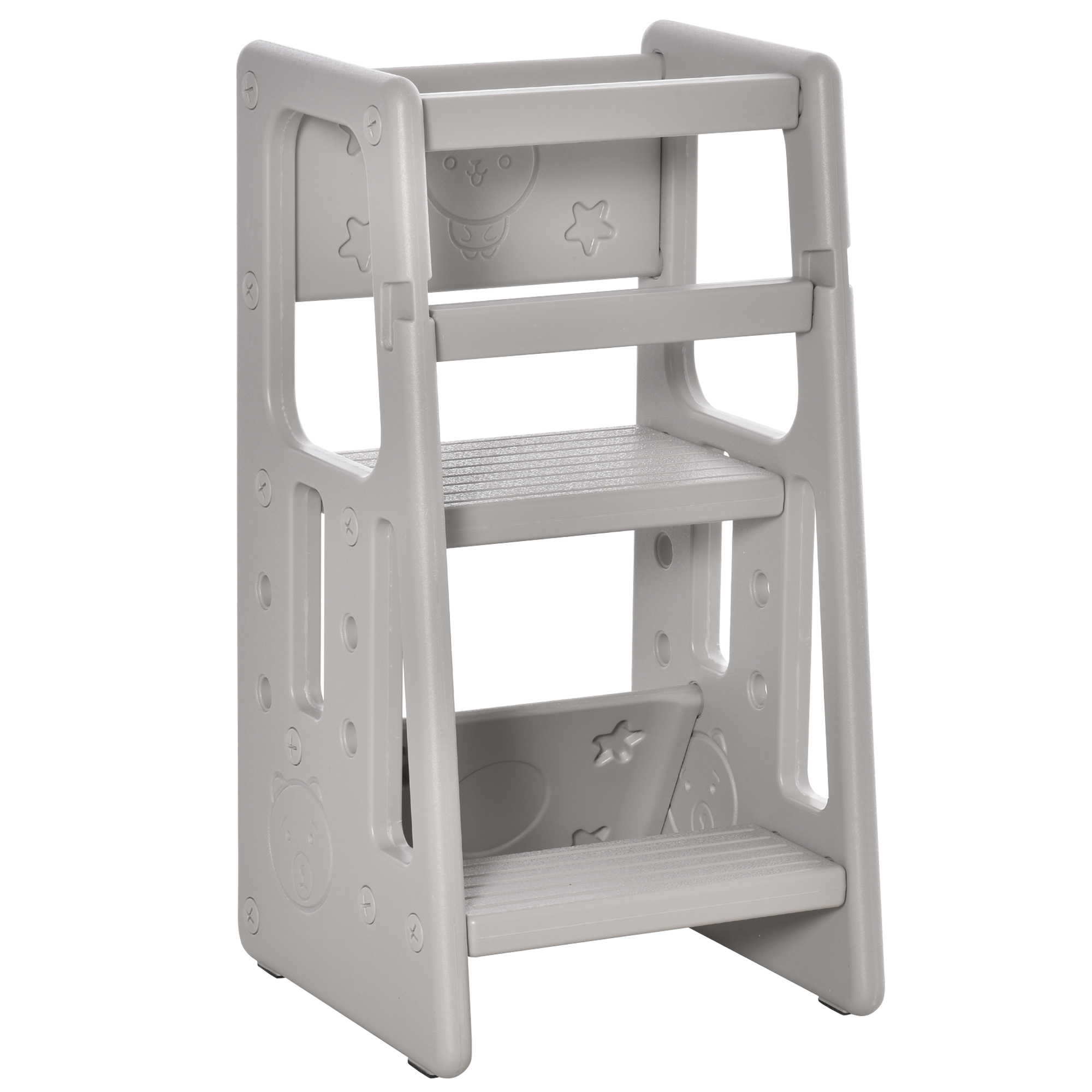 HOMCOM Kids Step Stool, Adjustable Standing Platform, Toddler Kitchen Stool