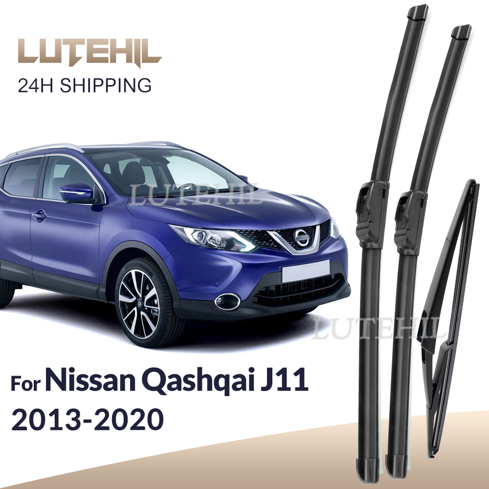 Dla Nissan Qashqai J11 2013-2020 2014 2015 2016 Wycieraczki przednie i tylne Pióra wycieraczek Szyba przednia Szczotki okienne 26"+17"+12"