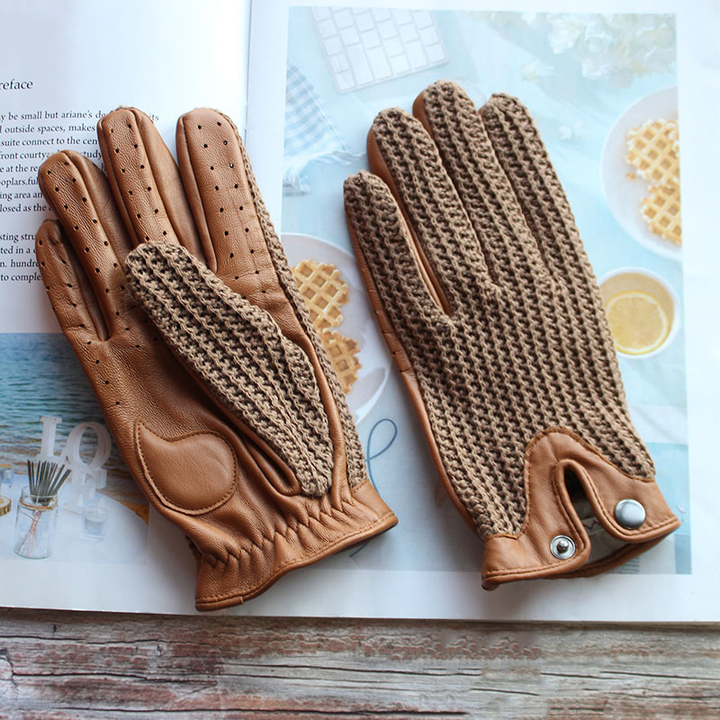Gants de moto d'été pour hommes, compatibles écran tactile, en cuir de chèvre fin non doublé, nouveau style 2025