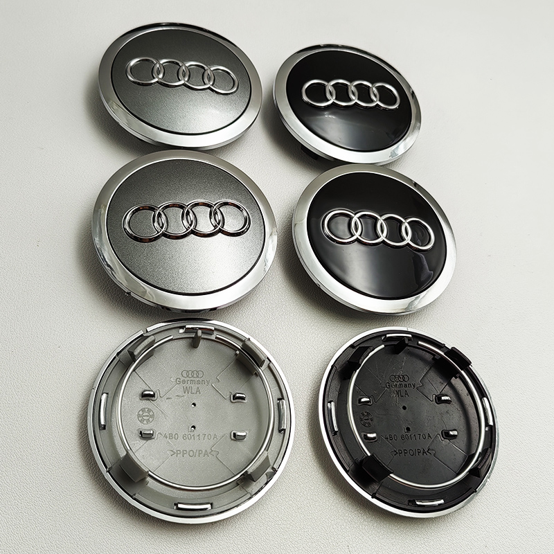 4pcs 69mm preto cinza carro emblema centro da roda tampa do cubo tampas de aro para Audi Emblem 4B 0601170 A A3 A4 A6 Q3 Q5 Q7 A5 A7 Q2 Acessórios