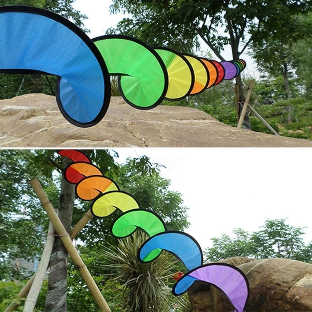 1Set Faltbare Regenbogen Spirale Windmühle Zelt Bunte Schöne Wind Spinner Garten Outdoor Camping Picknick