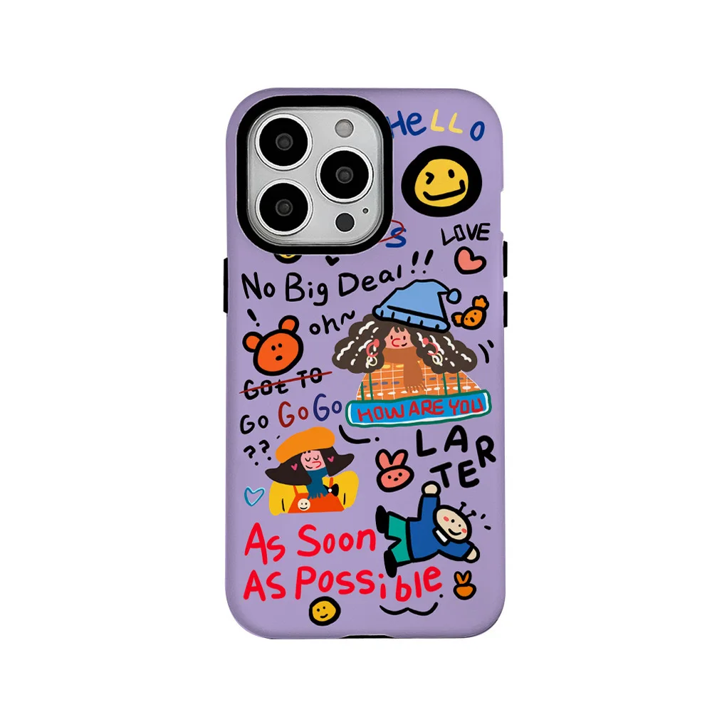 Фиолетовый чехол Comic Girl для IPhone 16 15 14 13 Pro Max 12 11 Pro Plus 7 8 XR XS MAX Противоударный защитный жесткий акриловый чехол из ПК