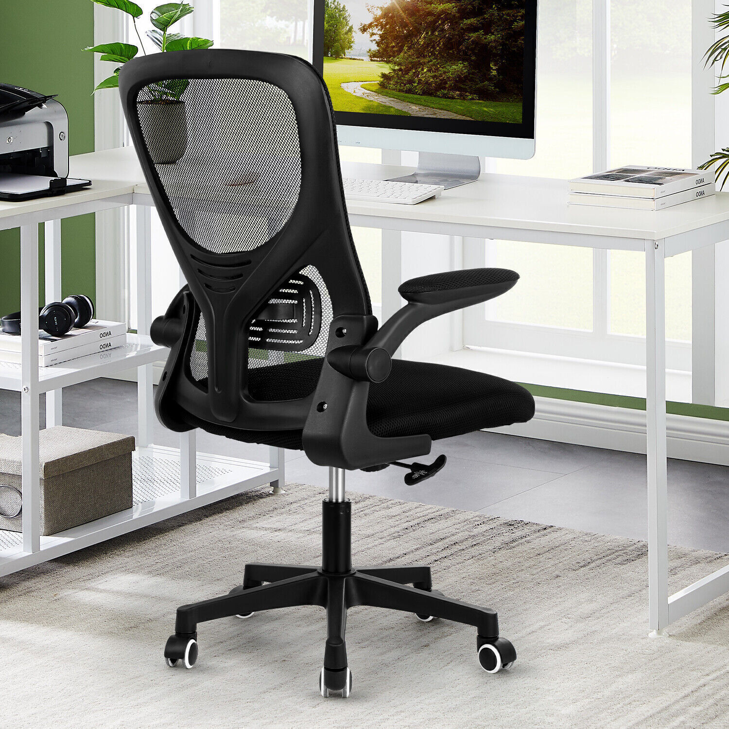 Ergonomic Office Chair with Adjustable Lumbar & Armrests,High-Back Swivel Computer Chair,Lumbar Support & Mesh for Home Office