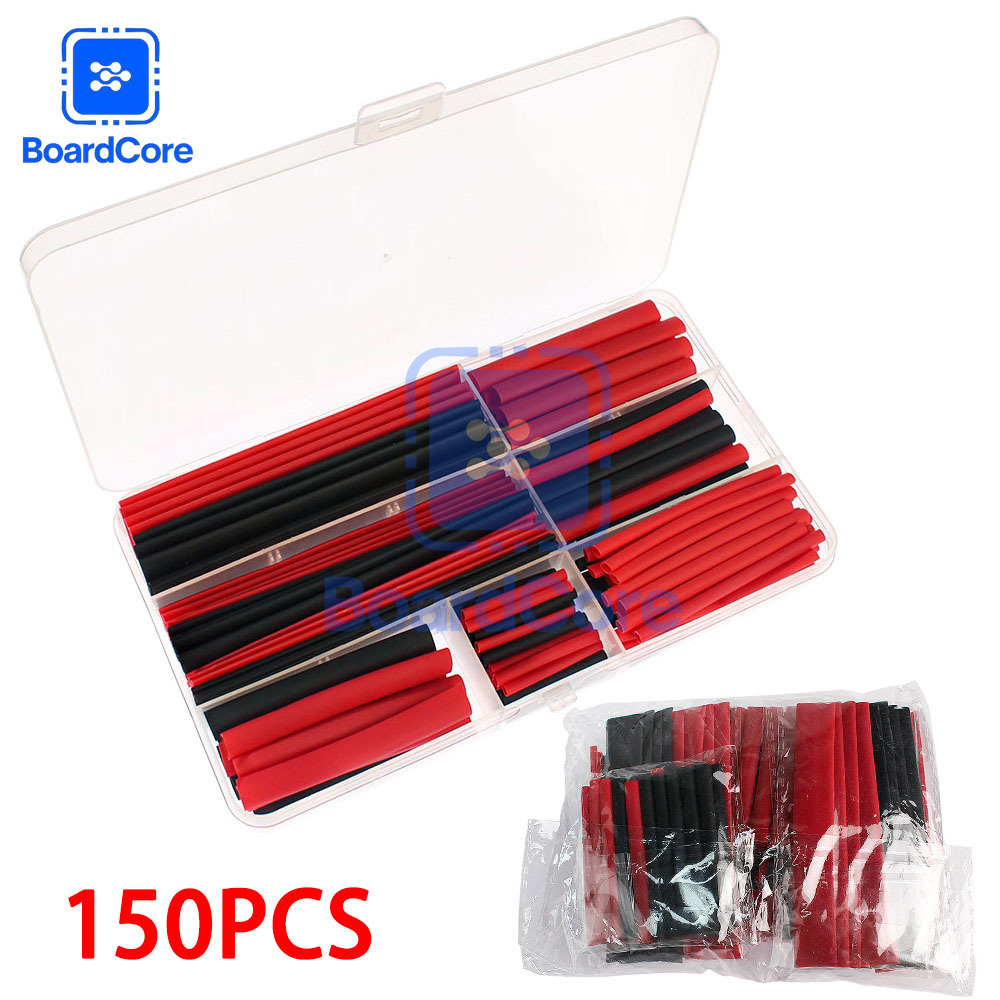 150 Stuks Rood & Zwart Krimpkous Warmte Thermoresistente Isolatie Tubing 2:1 voor Elektrische Draad/Kabel DIY Reparatie