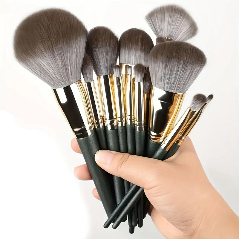 ชุดแปรงแต่งหน้า 14 ชิ้น ระดับมืออาชีพ สำหรับใบหน้าและดวงตา ขนแปรงนุ่มพิเศษ สำหรับลงรองพื้นและบลัชออน