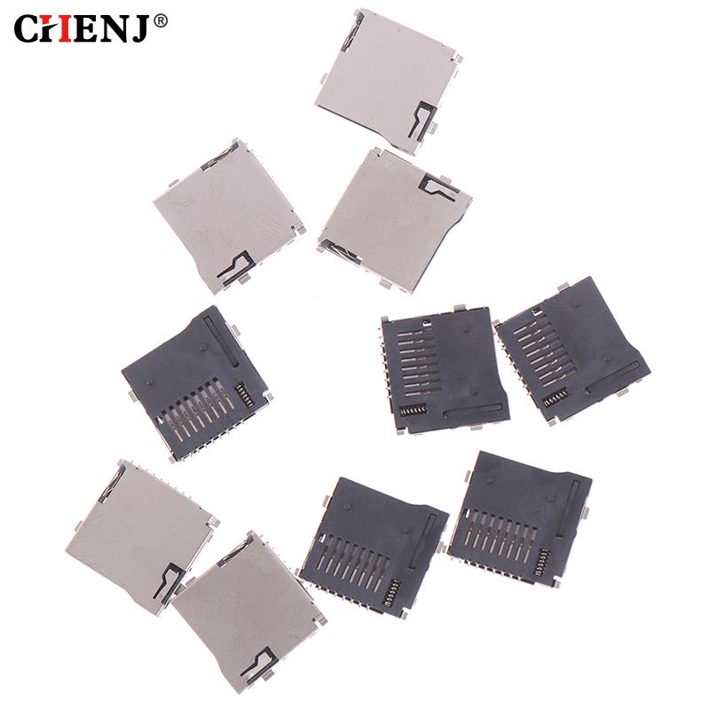 Adaptador de enchufe de tarjeta Micro SD, conector PCB automático, TransFlash, tipo Push-Push, 10 unids/paquete