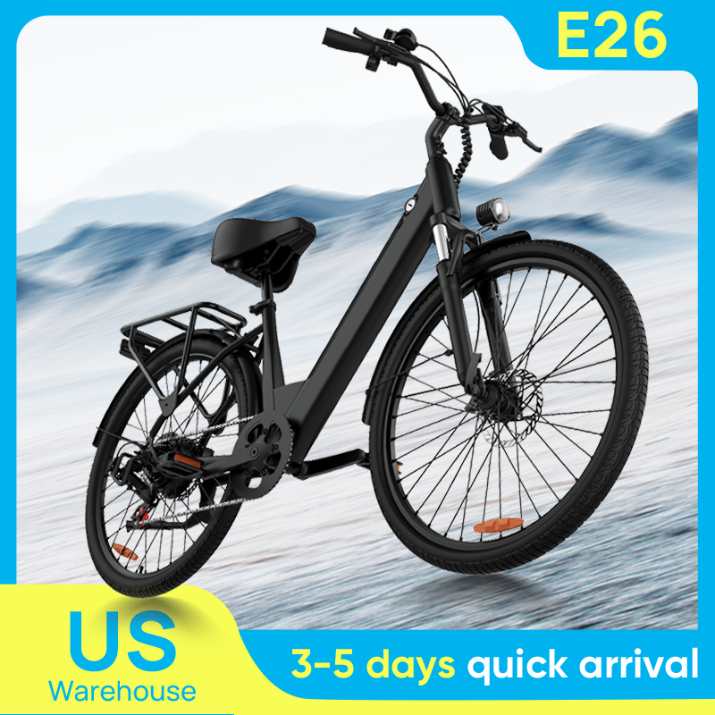 750W E-bike Commuter 26X2 "Ban 48V 10,4Ah Layar LCD Dapat Dilepas Kecepatan 20MPH Rem Cakram Hidrolik 7 Kecepatan untuk Dewasa