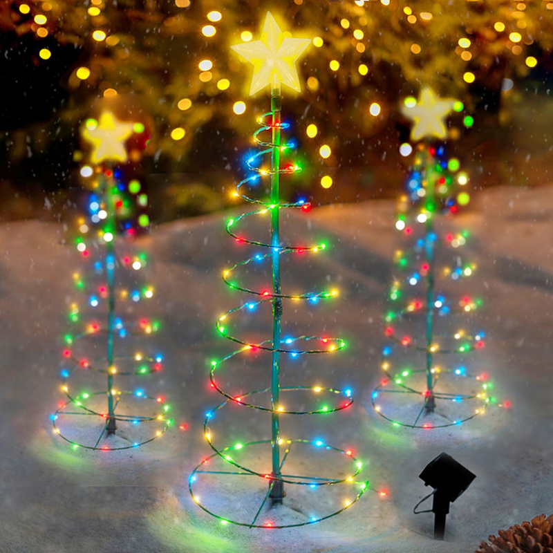 Outdoor Waterdichte Solar Led Kerstboom Decoratie Op Zonne-Energie Lichtslinger Nieuwjaar 2023 Ornament Tuindecoratie