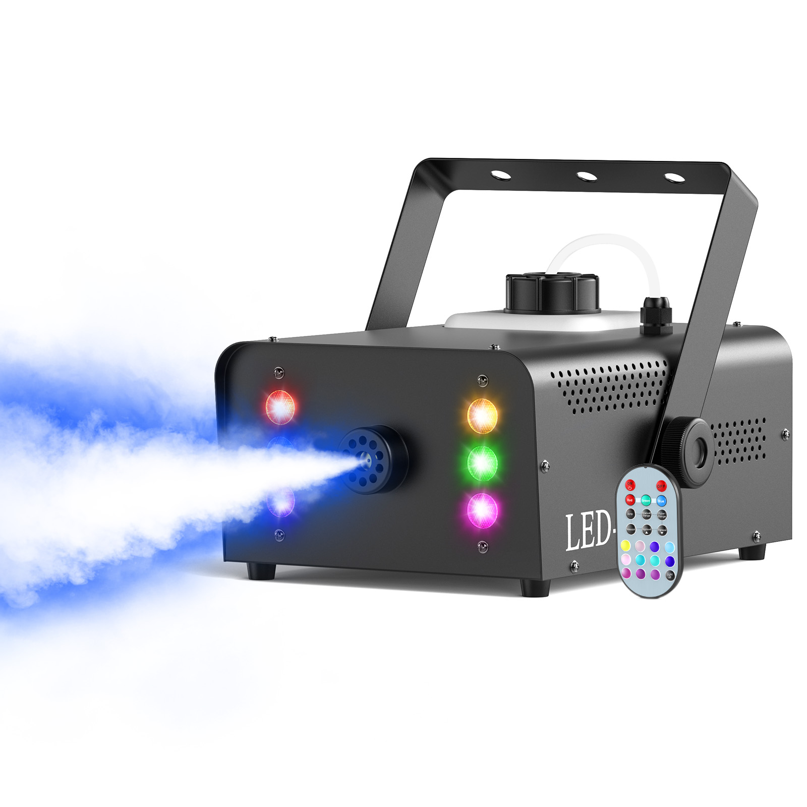เครื่องพ่นควัน U'King 1500W พร้อมไฟ RGB 6 LED ควบคุมด้วยรีโมทคอนโทรล สำหรับงานดีเจ ดิสโก้ คริสต์มาส เวที งานแต่งงาน