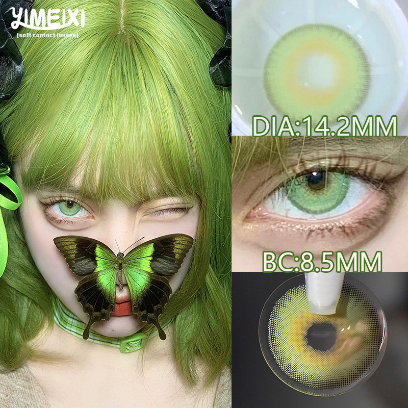 YIMEIXI 1 Pair Myopia Color Contact Lenses for Eyes Green Eye Lenses High Quality Prescription Blue Beauty Pupil Fast Shipping