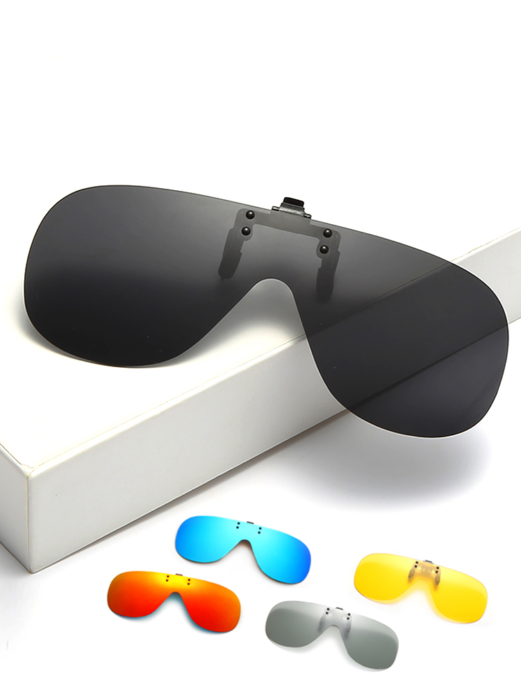 VIVIBEE Occhiali da sole polarizzati ribaltabili con clip per occhiali da uomo Occhiali da vista per visione notturna da pesca oversize con specchio UV400