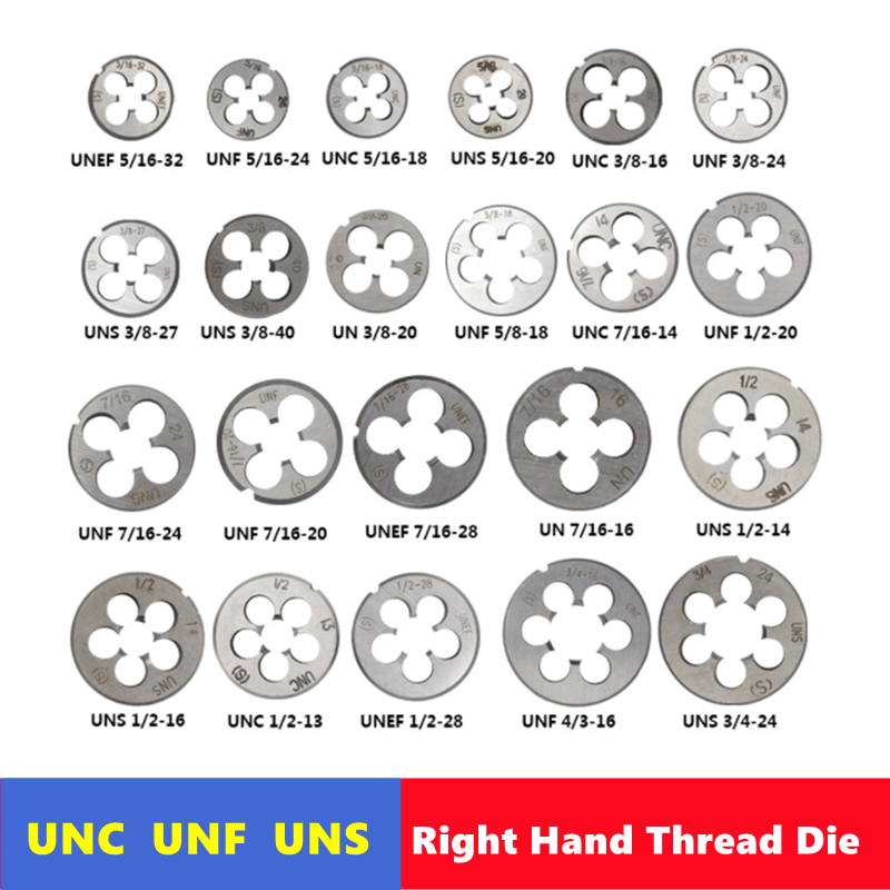 1ชิ้นแม่พิมพ์มือขวาแบบอเมริกัน unc/unf/uns/uns/uns/ UNEF, 4-40,6-32,8-32,12-24, 1/8,3/16,1/4,5/16,3/8,7/16, แม่พิมพ์เจาะเกลียวภายนอก
