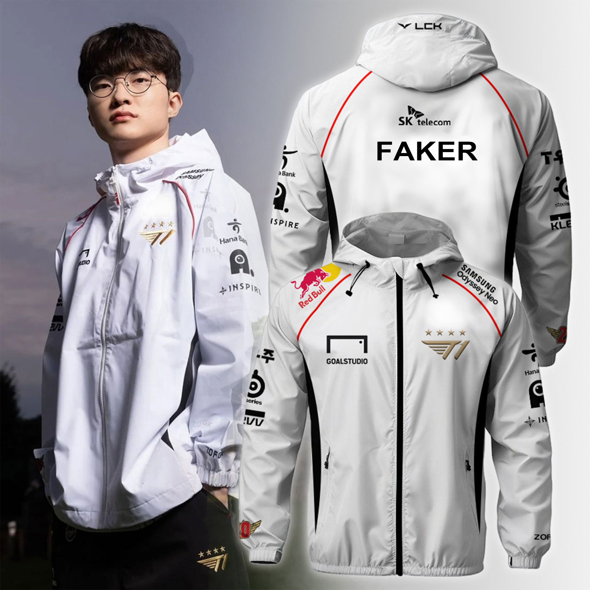 Новинка 2025 года T1 RED BULL Esports Team Uniform Jacket League Of Legends World Finals Jersey Jacket LOL Games Faker Fan Support Men Cl