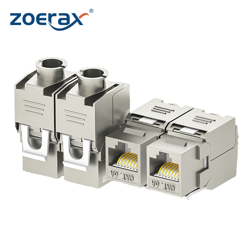 ZOERAX 1 Uds Cat6a Cat7 Keystone Jack Cat7 RJ45 STP módulo de aleación de Zinc sin herramientas conector adaptador acoplador para Cable de 22 a 26 AWG