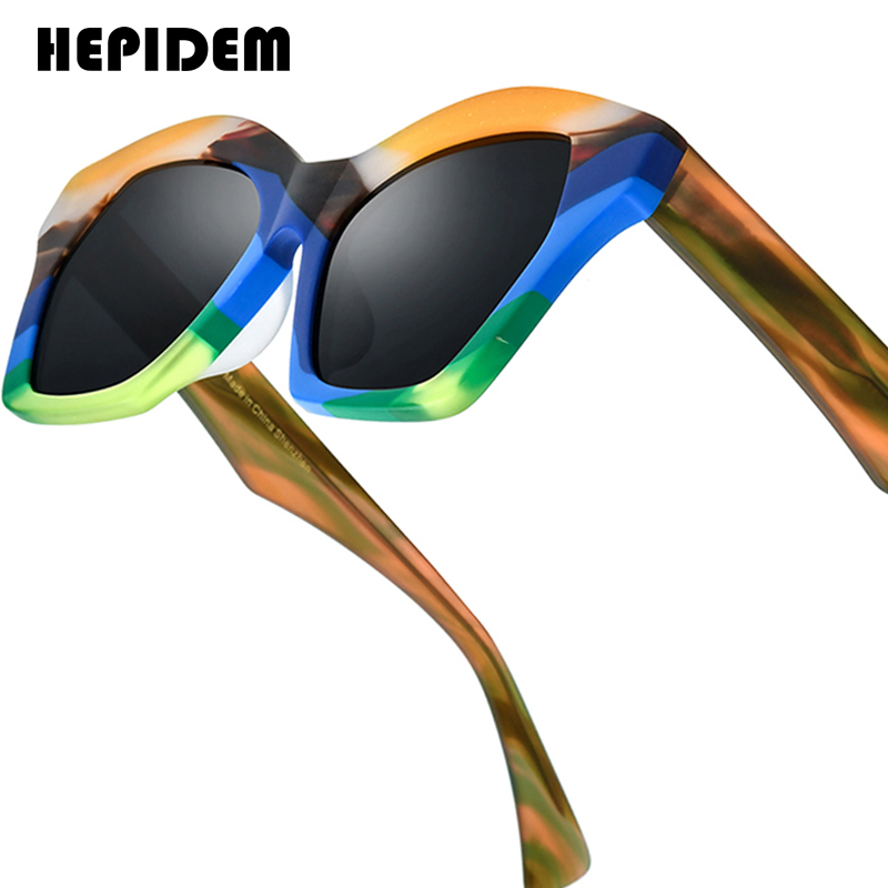 Lunettes de soleil polarisées en acétate HEPIDEM pour femmes, nouveauté de marque célèbre, design épais, grande taille, style œil de chat, gm y2k 9375