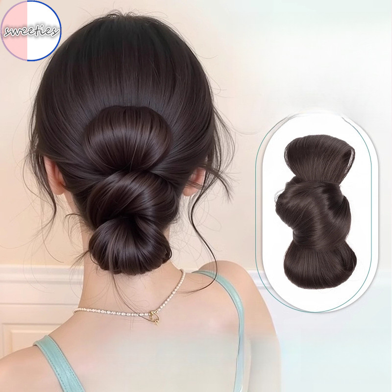 หวาน Bow Bun หัววิกผมสังเคราะห์ Elegant ดอกไม้ธรรมชาติ Bud หัววิกผมผู้หญิงแฟชั่นอุปกรณ์เสริมผม
