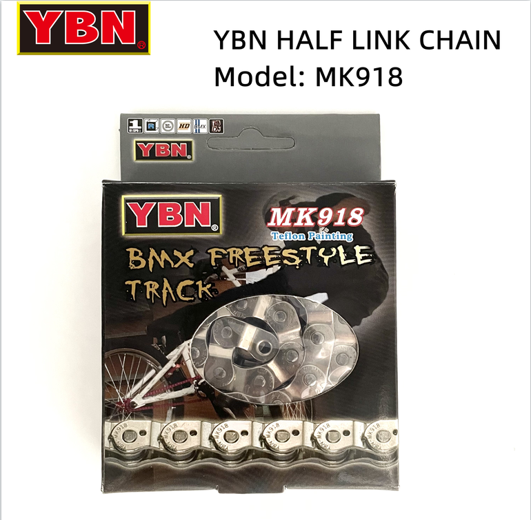Ybn MK918โซ่จักรยานแบบฮาล์ฟลิงค์ความเร็วเดียว BMX 102L เหมาะสำหรับจักรยานความเร็วเดียวเช่นจักรยานเกียร์คงที่จักรยานเสือหมอบ