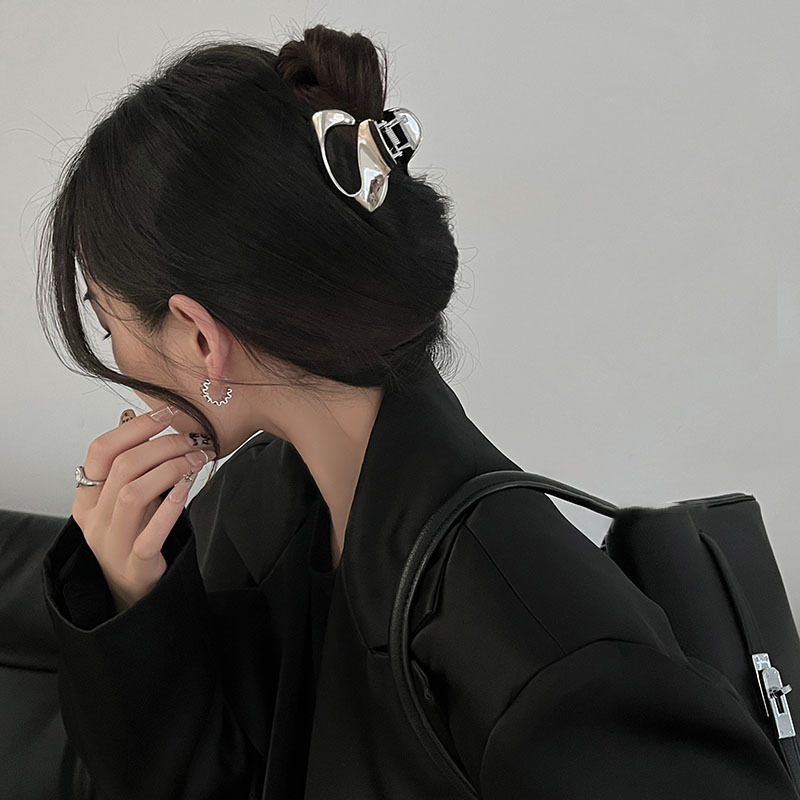 Fermaglio per capelli in metallo con geometria coreana per donna Forcina dorata per ragazze Fermaglio per capelli Artiglio Moda Accessori per fermagli per capelli granchio grigio argento