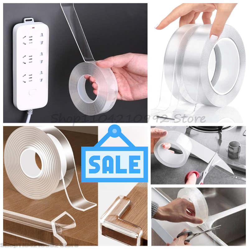 Nastro biadesivo nano resistente, strisce adesive trasparenti, forte adesione, multiuso, riutilizzabile, impermeabile, nastro di montaggio