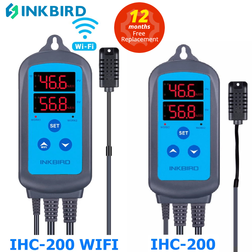 INKBIRD IHC-200 и 200 Wi-Fi, розетка и вилка европейского стандарта, цифровой контроллер влажности для бытовой увлажнения и осушения для бесплатного приложения