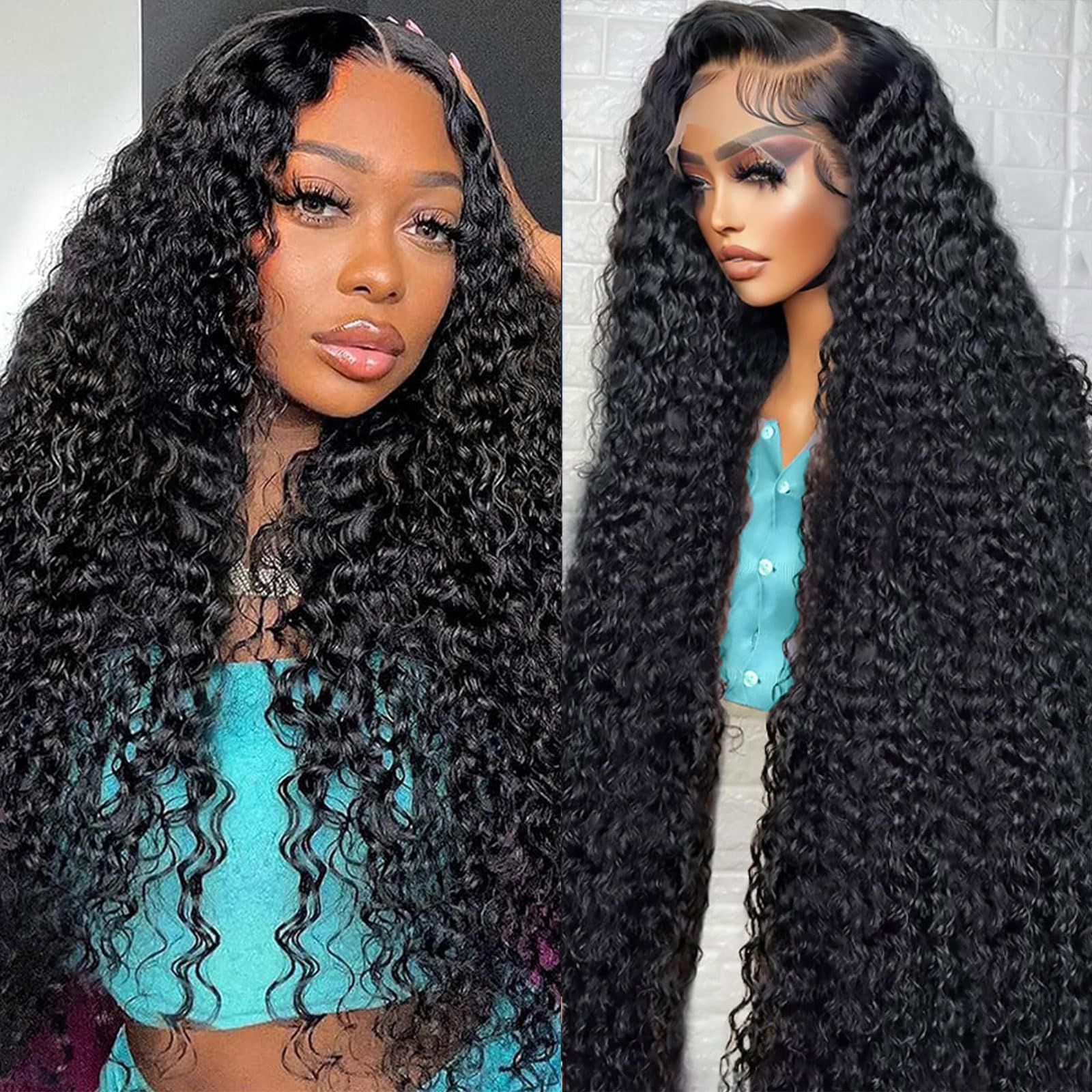 Парик из натуральных волос 13x6 Deep Wave с кружевной передней частью для женщин, парик из натуральных волос 13x4 HD Deep Curly с кружевной передней частью, предварительно выщипанный, с детским волосом, парик с предварительно нарезанным кружевным закрытие