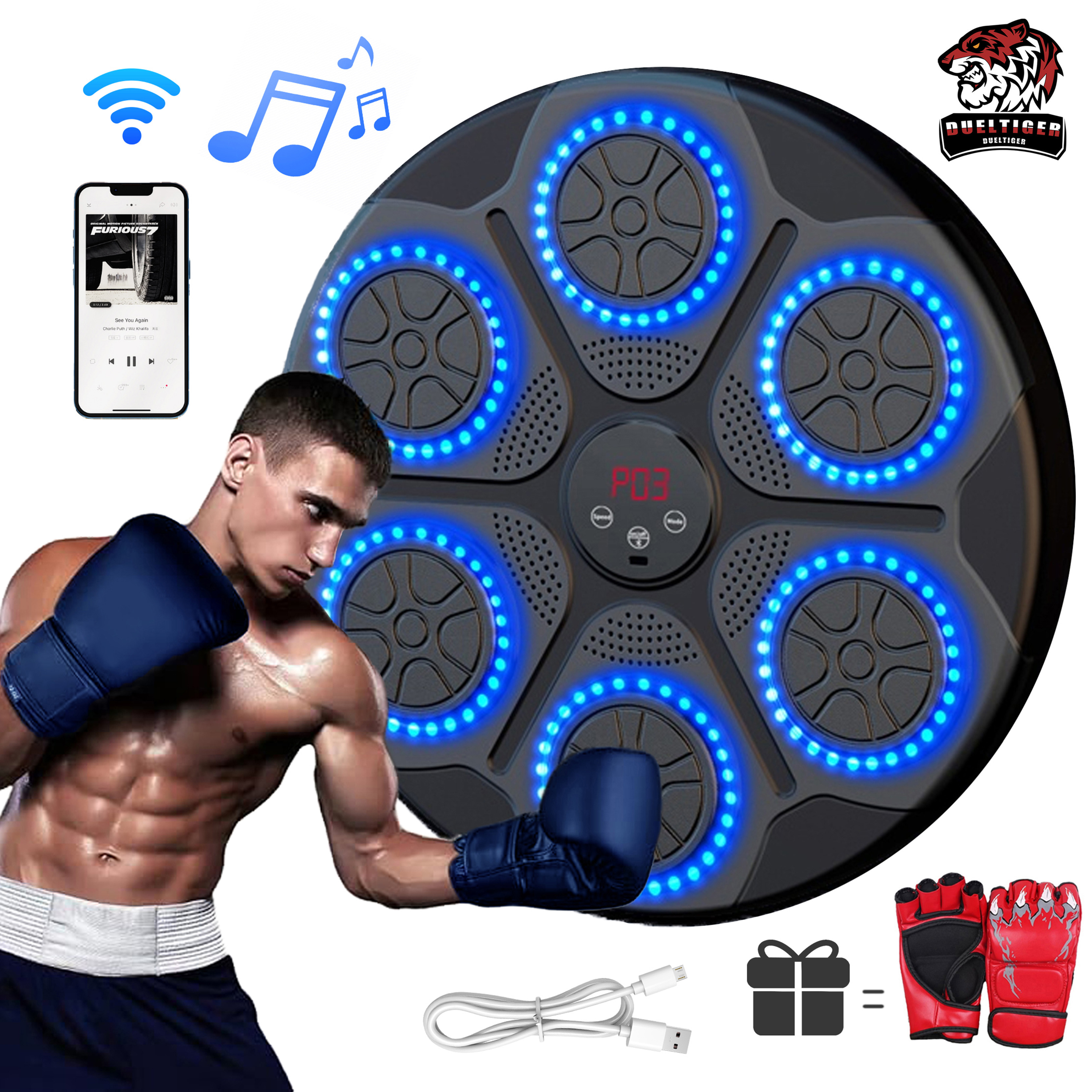 Новый музыкальный боксерский автомат, умный Bluetooth, настенный музыкальный боксерский тренажер, тренажерный зал, домашнее электронное боксерское оборудование для пробивания мишеней