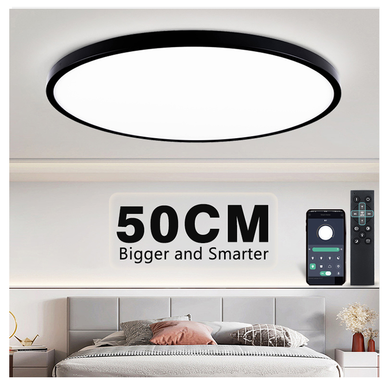 50CM Grote plafondlamp Smart APP / Afstandsbediening Dimbaar voor slaapkamer 48W Plafondverlichting AC 110/220V led-verlichting voor woonkamer