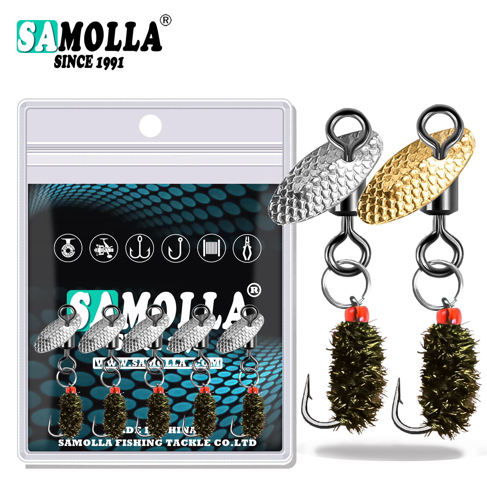 Señuelo para moscas de pesca con mosca, 5 unidades/bolsa, Spinnerbaits, cuchara, mosca Scud para trucha, atado de moscas, Streamer de pesca, atado, señuelo Artificial, Spinners