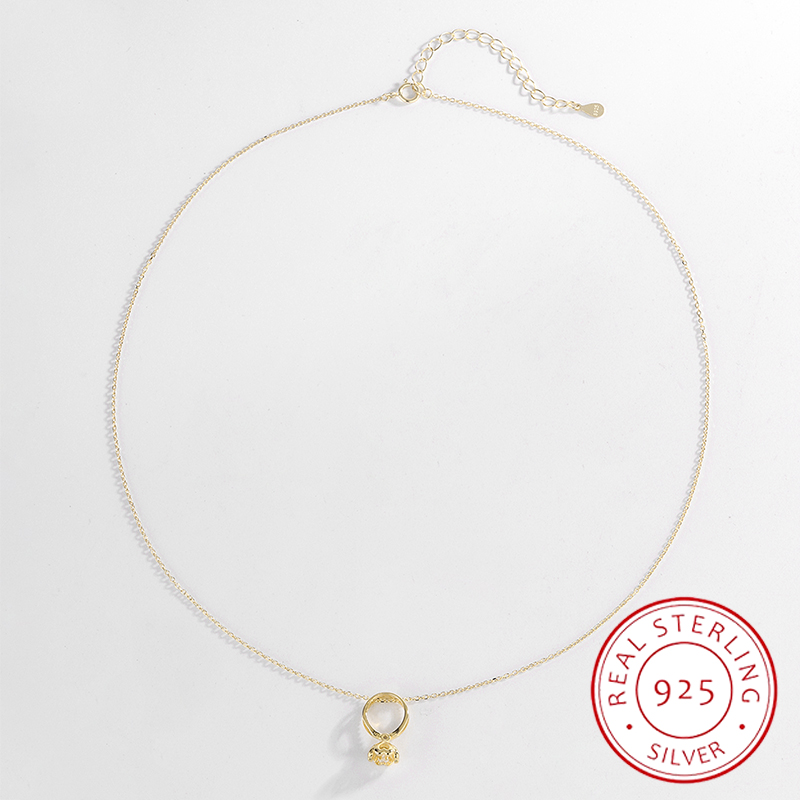 Lussuoso e alla moda genuino S925 argento temperamento di nicchia Versatile anello collana pendente fiore squisita catena clavicola