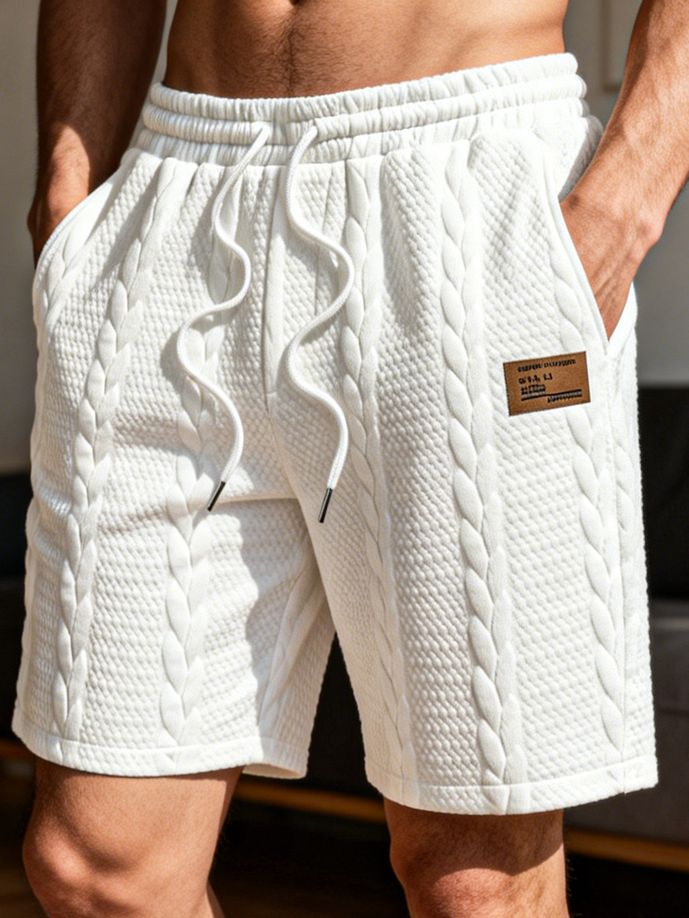 Shorts décontractés blancs pour hommes avec cordon de serrage, amples et respirants, longueur 5 pouces, pour l'été