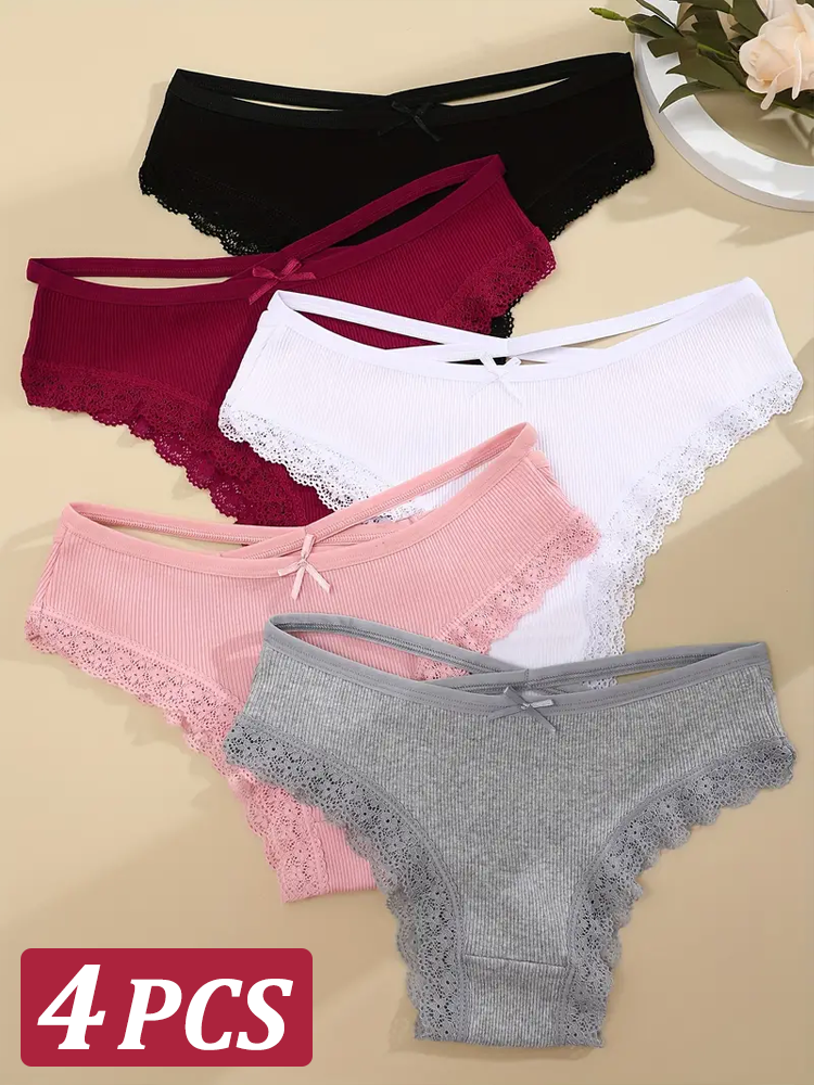 4 pièces slips en coton pour femmes caleçons féminins Sexy élasticité sous-vêtements confortables culottes Lingerie S-XL couleur unie intime