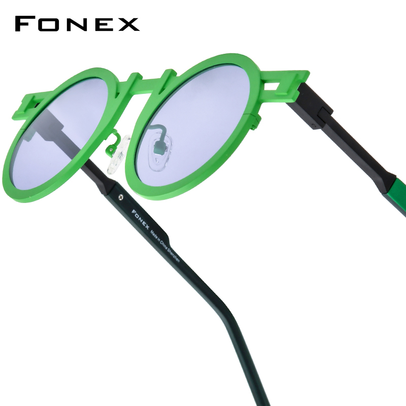 FONEX-Lunettes de soleil polarisées rondes en titane pour hommes et femmes, lunettes de soleil rétro vintage, nuances japonaises, design ChimBrand, 85833