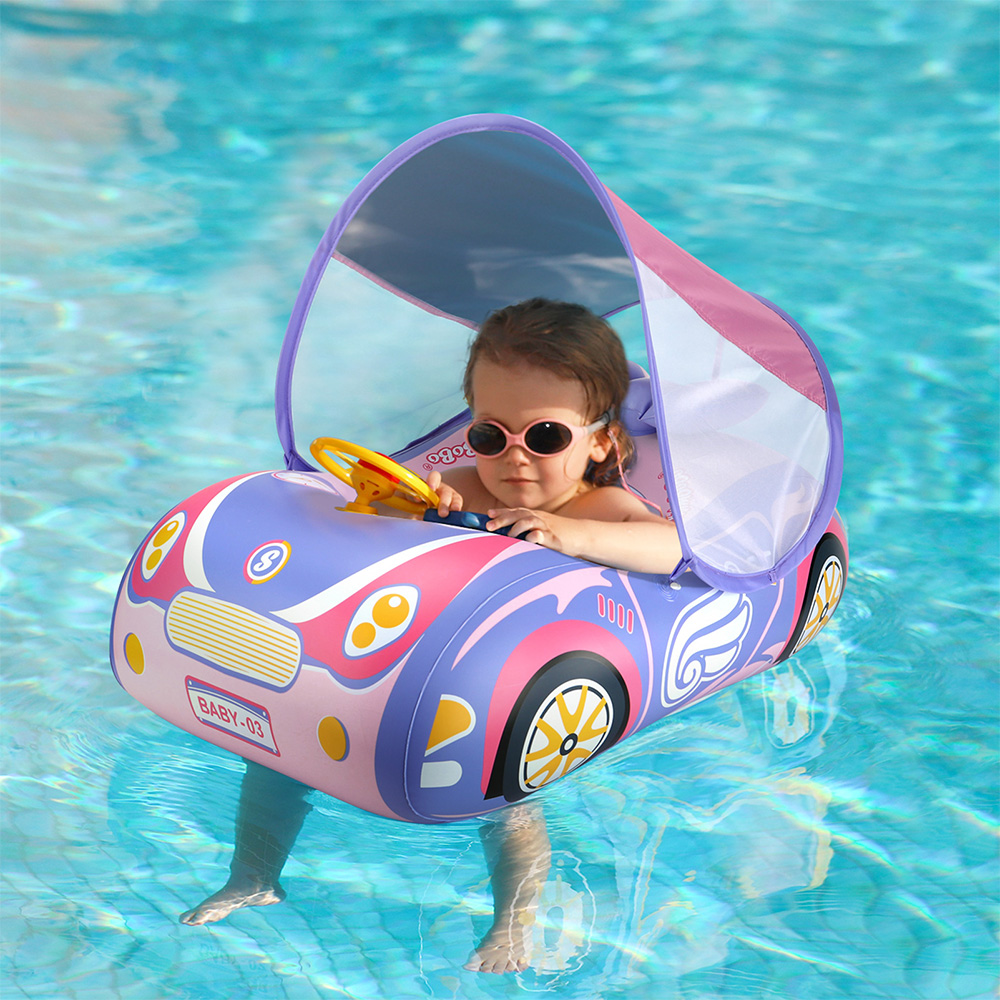 Swimbobo-flotador de asiento de coche para niños, flotador inflable infantil, barco de natación de verano, juguete de agua circular con dosel