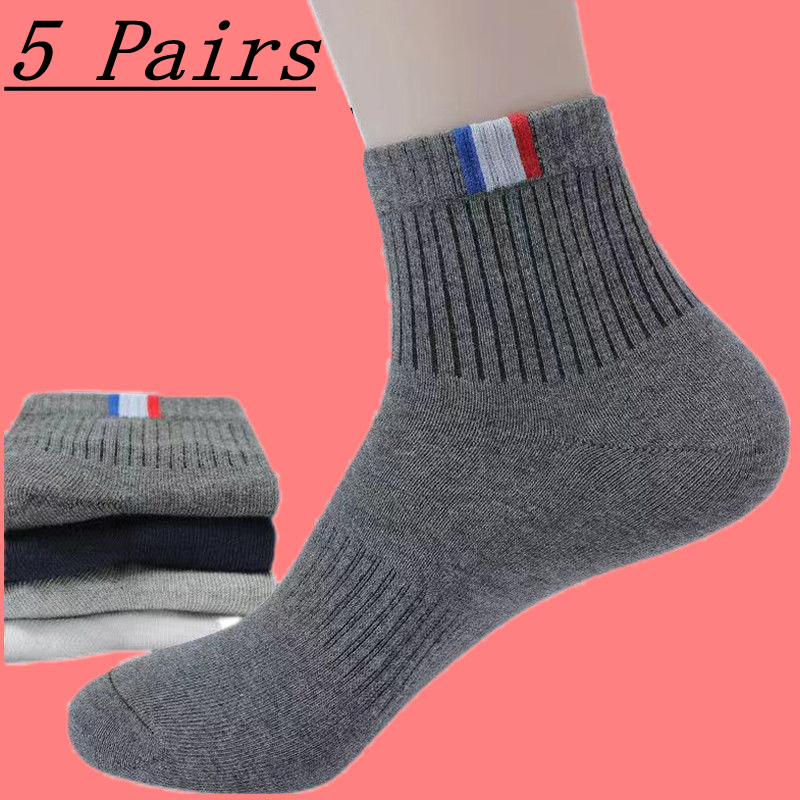 5 Paar Herren Frühling Sommer Herbst Winter Socken Männer Docht Schweiß atmungsaktiv verdickt Mid-Tube solide vier Jahreszeiten Sports ocke