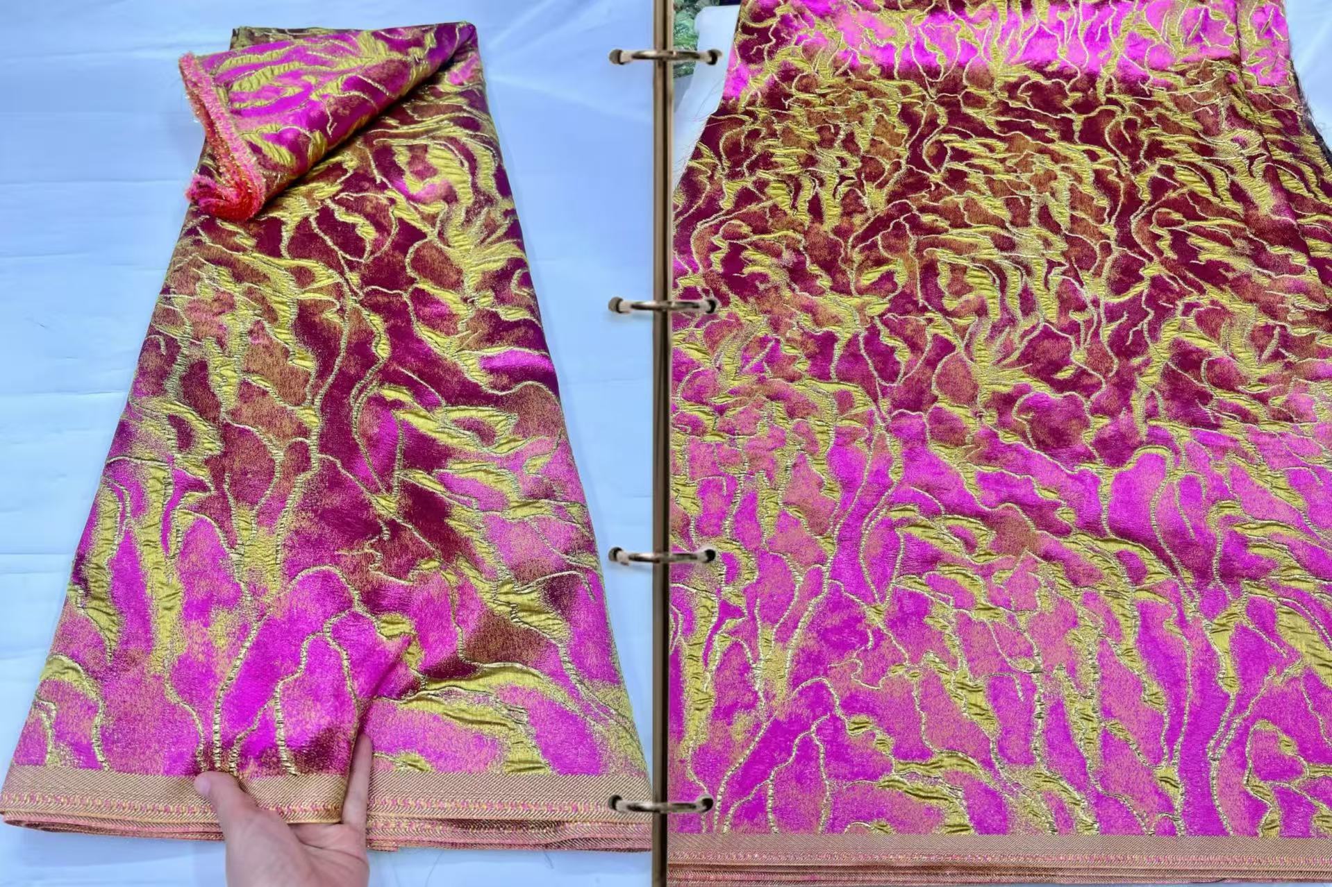 Última tela de encaje africano jacquard brocado Borgoña Nigeria 2026, tela de encaje damasco francés de alta calidad para mujer
