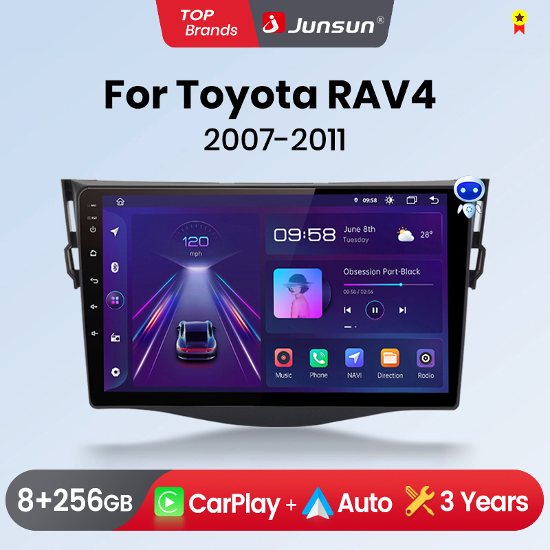 Junsun AI Draadloze CarPlay Android Auto Auto Radio voor Toyota RAV4 ravav 4-2005 GPS Intelligente Stereo Multimedia ﻿